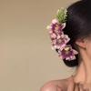 Hairpin 3D Artificial Flower Decor Hair Comb Easy To Wear Broken Hair Fixer Outdoor Travel Hair Stick Hair