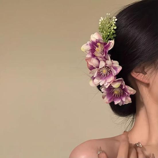 Hairpin 3D Artificial Flower Decor Hair Comb Easy To Wear Broken Hair Fixer Outdoor Travel Hair Stick Hair