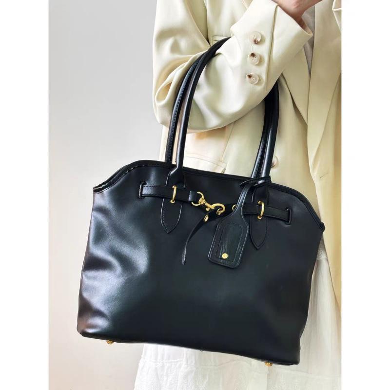Vintage large capacity multi-compartment style ladies briefcase - spacious handbag/shoulder bag with superior texture