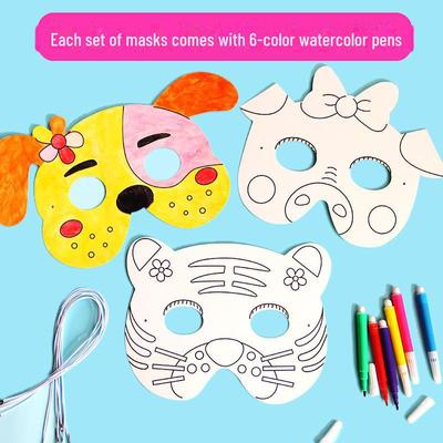 Tier Cartoon DIY Rohmasken Set für Kinder - Kreatives Ausmalen und Bemalen Kunst & Handwerk Set