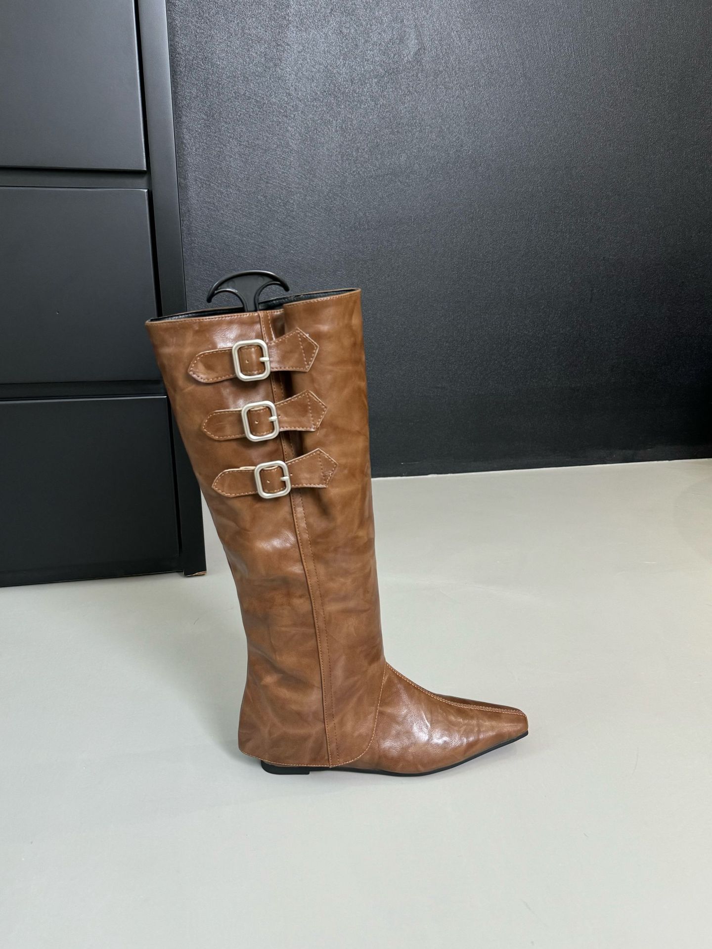 

New in stock, height-increasing removable high boots, western cowboy boots 2025 autumn and winter retro knight boots, pointed brown 40 жёлтый