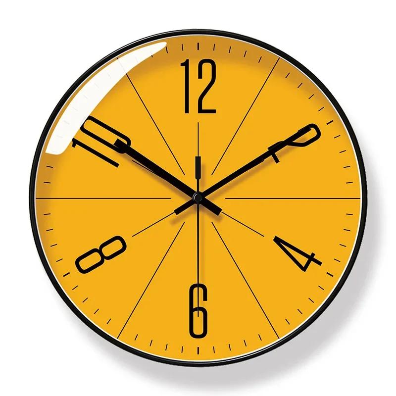 Modern Atomic Wall Clock Temperature Digital Calendar Analog Silent Wall Clock Round Non-Ticking Wall Clock for Office Bedroom