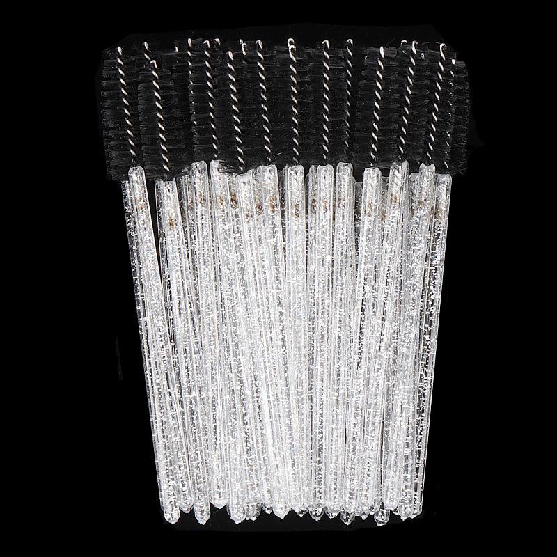 50 sztuk Jednorazowy Kryształowy Zestaw Szczoteczek do Rzęs i Brwi - Włosie Nylonowe, Wielokolorowe Narzędzia do Makijażu