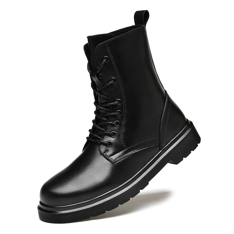 

Модные новые мужские качественные черные кожаные ботинки, модный тренд, нескользящие, прочные, удобные для верховой езды, универсальные, водонепроницаемые, высокие ботинки 46 чёрный