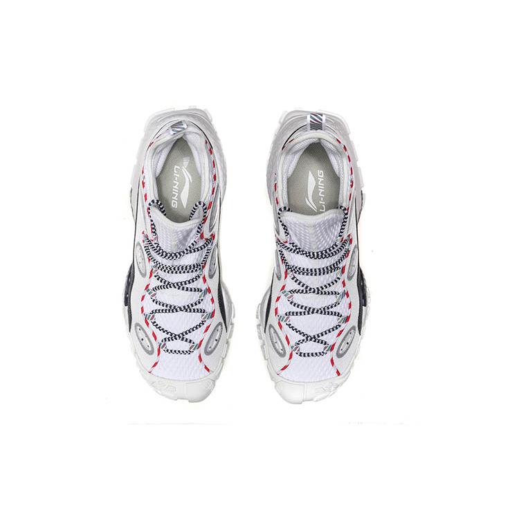 New LiNing CF Countflow Monster Eye Mid Durable Breathable Mid Top Vintage Basketball Shoes Men's White Red AGLP135-3