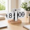 12 Hour Desktop Flip Clock Automatic with Wooden Base Easy To Read