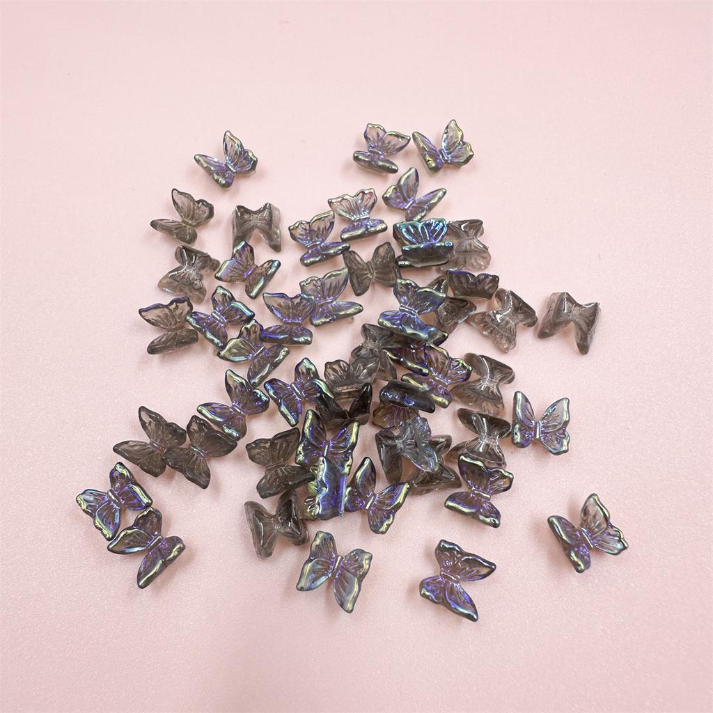 100Pcs 6mm AB Nail Art  Handmade No Holes Butterfly Shape Resion Beads Spacer Beads Loose DIY For Jewelry Makeing Charms Colour