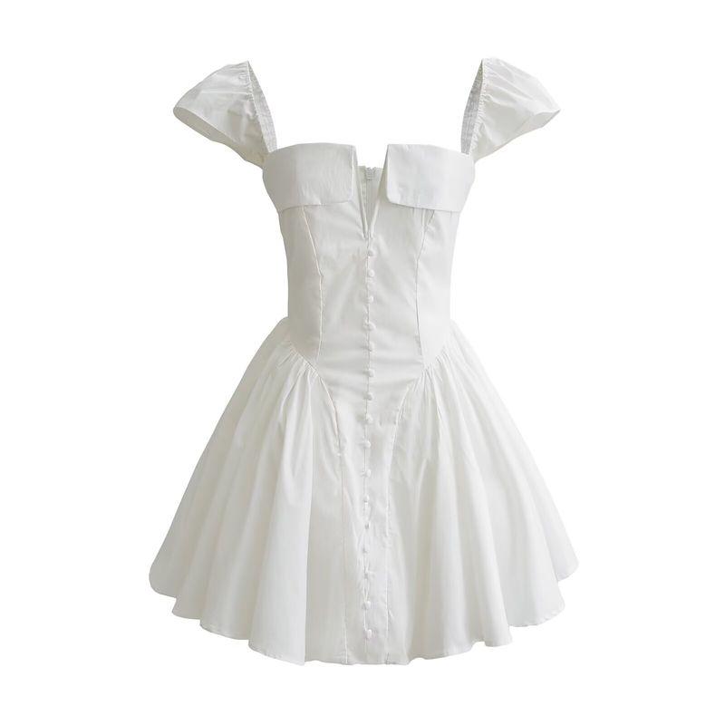 

Kaslead New Arrival Women s Clothing Fashion Style Fashion Minimalist Fresh White Tight-Fitting Cinched Mini Dress White L