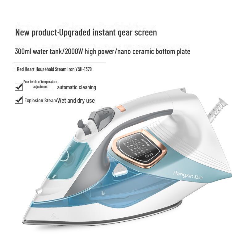 

Красное сердце YSH1378 Электрический паровой утюг, Регулируемая температура, Влажное/сухое использование, Двойная функция. 34.3 x 17.6 x 21.2 cm