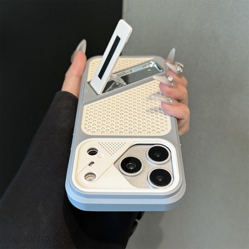 Luxury Heat Dissipation With Holder Phone Case For 11 12 13 14 15 16 17 Pro Max Plus Air Shockproof Bumper Cases Cover