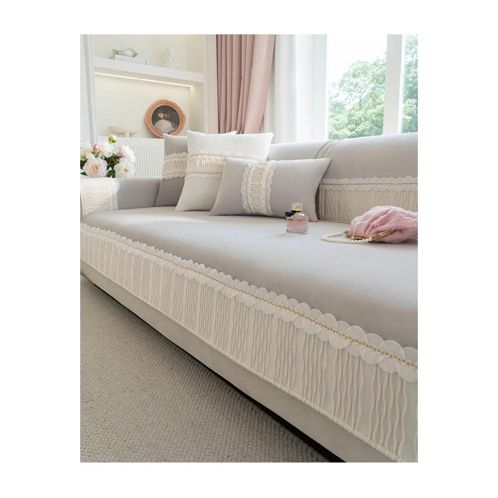 

1 шт. Защитный чехол для дивана из шенилла - устойчивый к царапинам и пятнам, универсальный чехол для мебели Four Seasons для спальни, Offi 70*70cm светло-серый