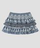 Taibseobiseu Mixed Fabric Tiered Skirt [Blue]