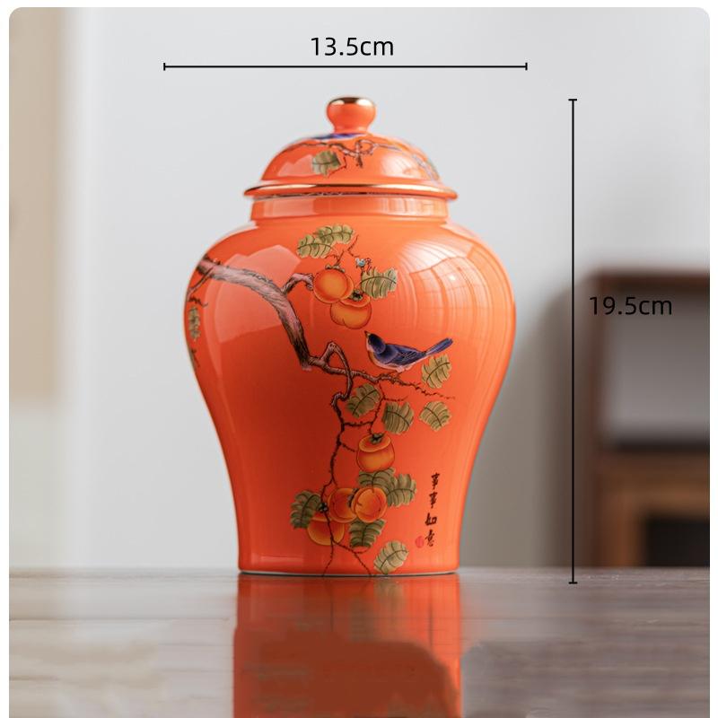 Ceramic Tea Canisters Small Storage Tanks Sealed Jars Chinese Porcelain Tabletop Container Coffee Sugar