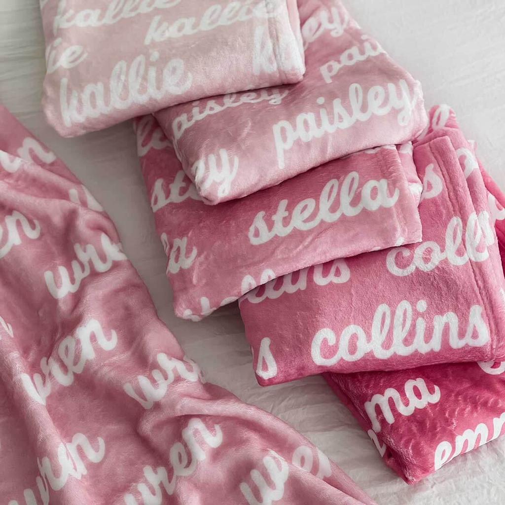 Dropshipping Personalized Color Baby Blanket Name Printed Soft Minky Plush Flame Retardant All-Season