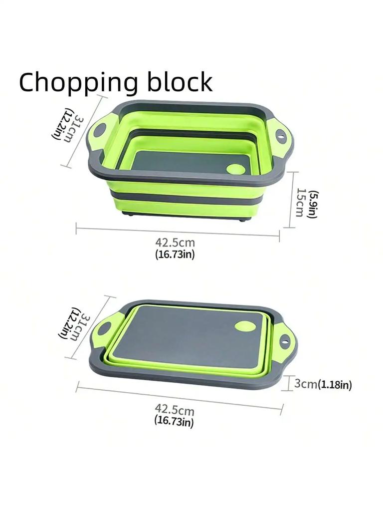 Opvouwbare Snijplank met Vergiet Multifunctionele Siliconen Opvouwbare Snijplank Afwasbak Mand Afdruiprek Keukenopslag
