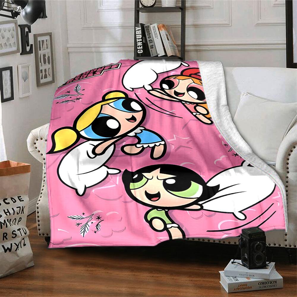 1pc Powerpuff3 Blanket, Gift, for Men and Women, Soft Blanket, Good for Sofa Bed Couch Travel, Lightweight Flannel Blanket