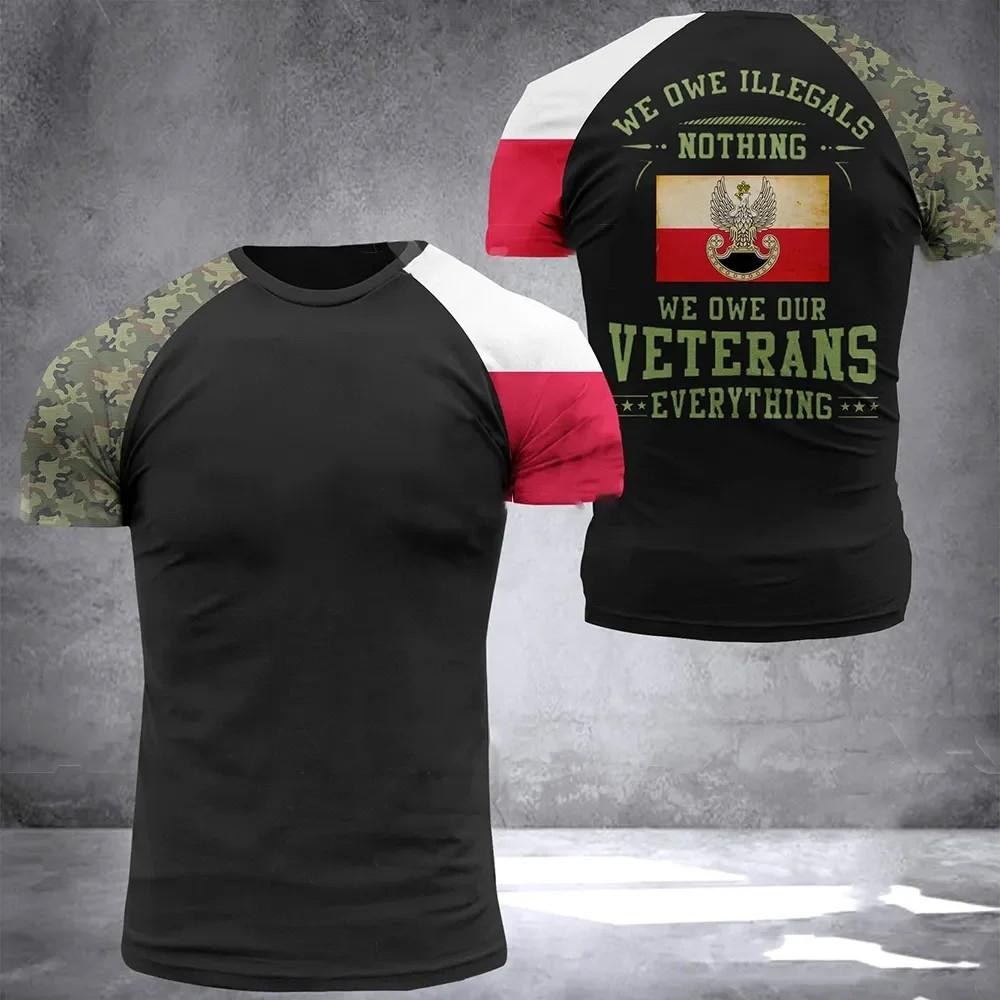 

Polish Flag Camouflage Print 3D T-shirt Round Neck Men s Short Sleeve Soldiers Army Quick Dry Loose Comfortable Sports Top 6XL