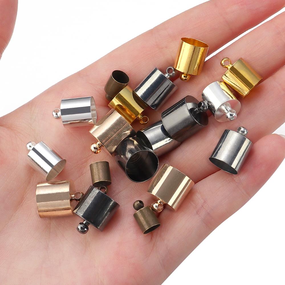 20-50pcs/lot Copper Crimp End Caps Leather Cords Bracelet Tassel End Tip Beads Caps Clasps DIY Necklace Jewelry Making Accessory