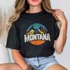 Montana Mountains Retro Design Hiking MT T Shirt Mountain Silhouette Outdoor Adventure Unisex Streetwear Shirt Cotton Tees