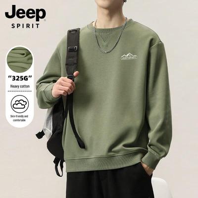 JEEP SPIRIT Men's Crew Neck Heavyweight Printed Sweatshirt