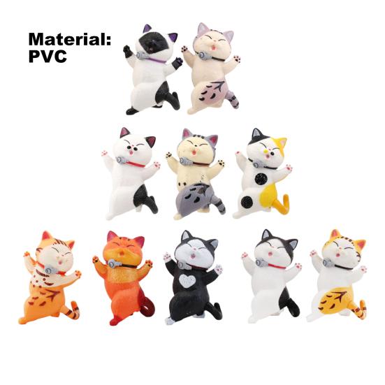 10Pcs Kitten Ornament Miniature Collectible PVC Doll Model Baking Decor for Cake