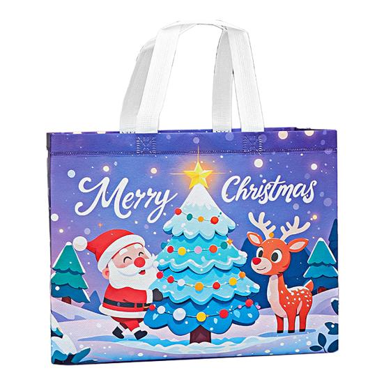 Christmas Gift Bags Large Reusable Tote Bag with Handles Non-Woven Christmas Grocery Shopping Bag for Holiday Xmas Party Supplies