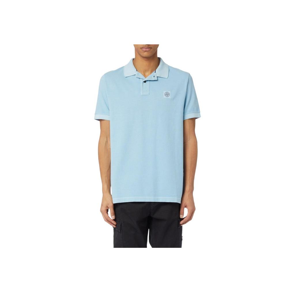 Stone Island Ss23 Solid Color Logo Short Sleeve Polo Shirt Men Polo Shirts Sky-Blue 10152SC67-V0041