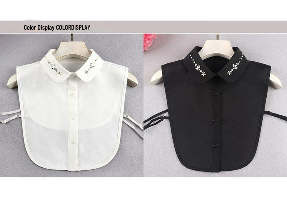 Women's Chiffon Plum Blossom Bead-Stitched Versatile Fake Collar Shirt