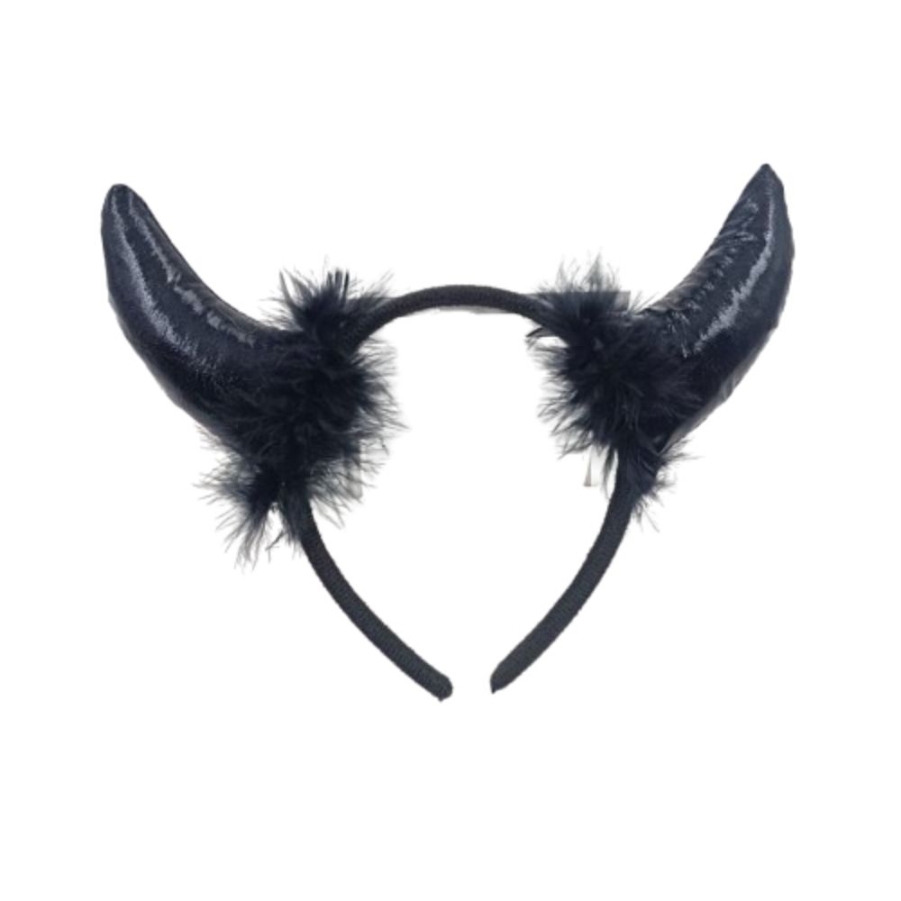 Cosplay Ox Horns Headband Headpiece Demon Hair Hoop Puffy Halloween Hair Band  Kids