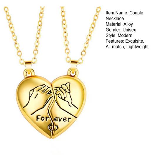 1 Paar Partnerkette Persönlichkeit Geometrisch Pinky Promise Haltung Mode Magnetisch Liebesherz Anhänger Halskette Schmuck Zubehör