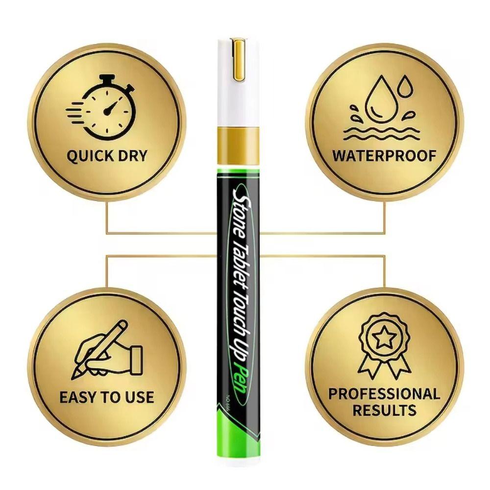 Gold Color Tombstone Touch Up Paint Pen Quick-Drying Waterproof Inscription Touch Up Paint Oil-Based Extra Large Capacity