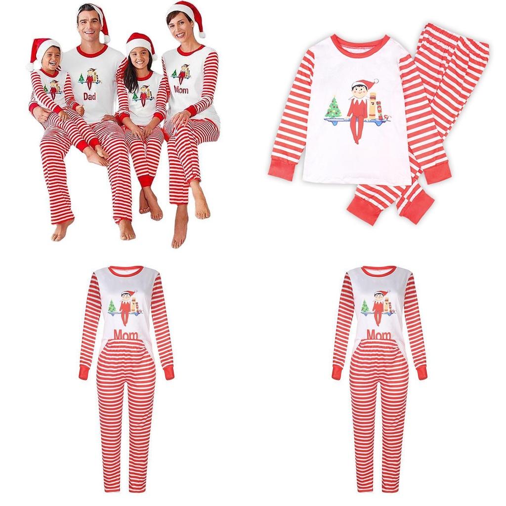 Festive Family Matching Christmas Pajamas Set Long Sleeve Sleepwear For Men Women Kids
