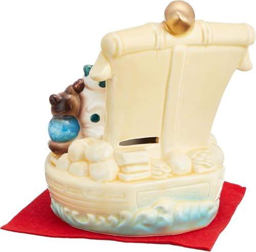 Ale-net Lucky Charm, Maneki-neko (Lucky Cat), Seven Lucky Cats, Treasure Ship, Cream, W14 X D14 X H16.5cm, Ceramic, Seto Ware