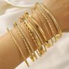 Mehrschichtiges Boho Goldplattiertes Geometrisches Öffnungsarmband Set für Frauen Handmanschette Armreif Handgemachter Schmuck