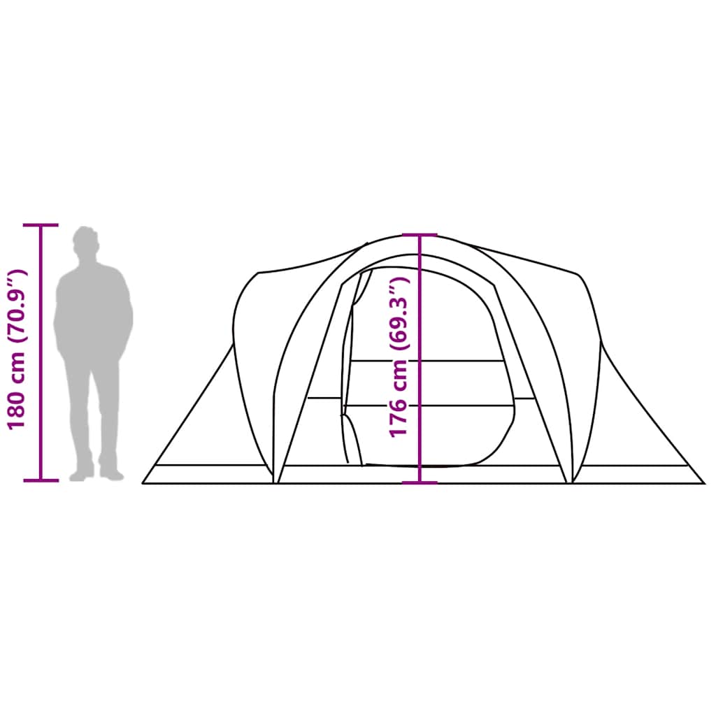 Dome Family Tent for 6 Persons Blue Waterproof