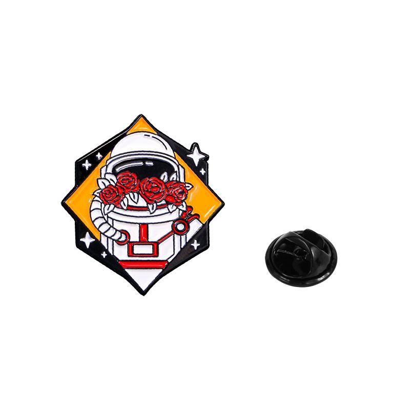 4 Styles Funny Design Spaceman Theme Enamel Brooches Space Astronaut Cosmonaut Moon Planet Lapel Pins