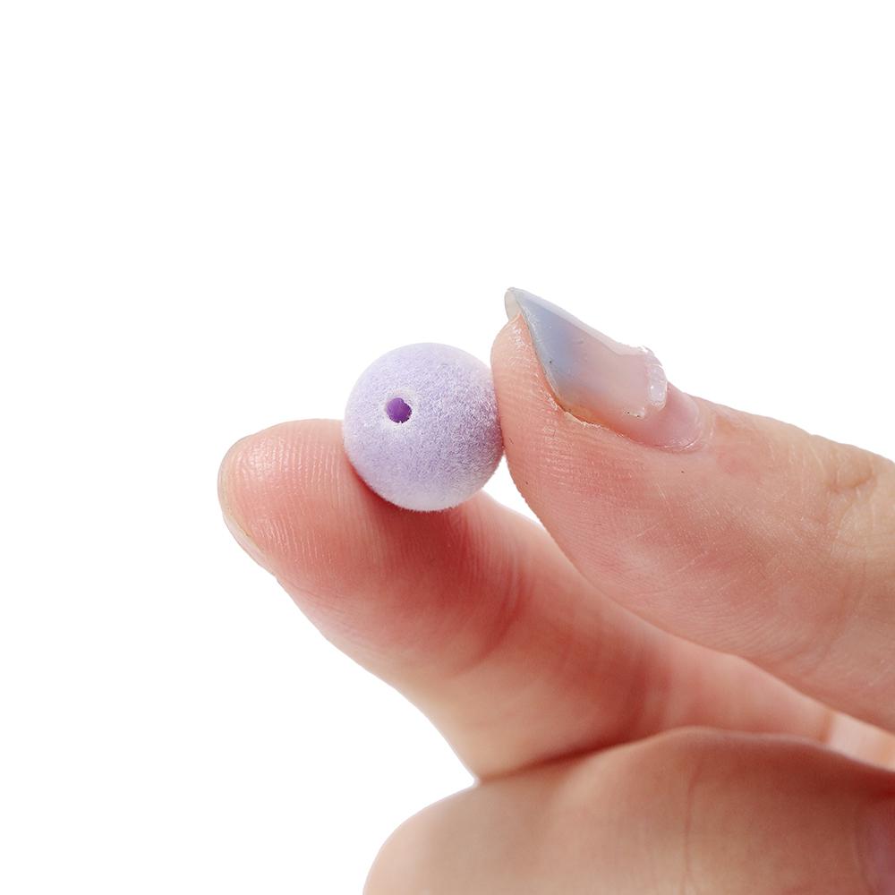 30 Pezzi 8/10mm Colorati Feltro Floccato Peluche Perline Acriliche Perline Distanziatrici Sfuse per Orecchini Braccialetti Fai da Te Accessori per la Creazione di Gioielli
