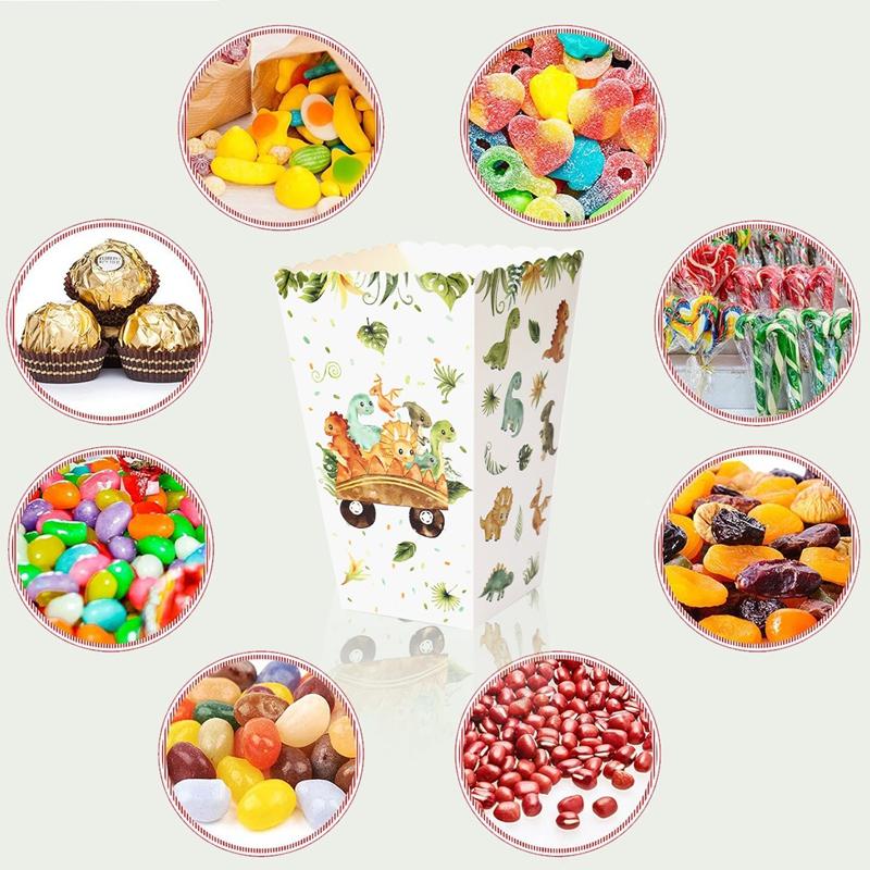 Dinosaur Theme Party Popcorn Boxes Candy Box Dinosaur Party Decor Birthday Baby Shower Kids Boys Jungle Birthday Party Supplies