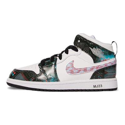 Air 1 Mid SE PS Take Flight Kinder-Sneaker Weiß Leuchtendes Karmesinrot Blue-Hero BQ6932-114