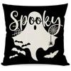 Cute Halloween Ghost Throw Pillow Cover, Black And White Spooky Ghost Decorative Pillow Case Couch Cushion Cover