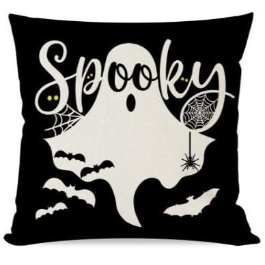 Cute Halloween Ghost Throw Pillow Cover, Black And White Spooky Ghost Decorative Pillow Case Couch Cushion Cover