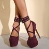 2025 New Runway Metal Rivets Ankle Strap Extreme High Heels For Women Wedding Party Shoes Platform Pumps Sandals