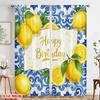 2pcs 2D flat printing Window Drapes Happy Birthday Lemons Polyester Without Electricity 0 for Classroom Office