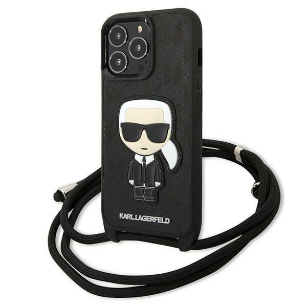 Karl Lagerfeld Klhcp13Lcmnipk Iphone 13 Pro / 13 6,1 Hardcase Czarny/Black Leather Monogram Patch And Cord Iconik