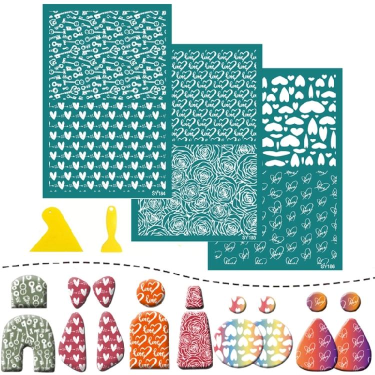 Valentines Day Silk Screen Stencils Reusable Earrings Screen Printing Stencils Lovely Heart Mesh Transfers Stencils