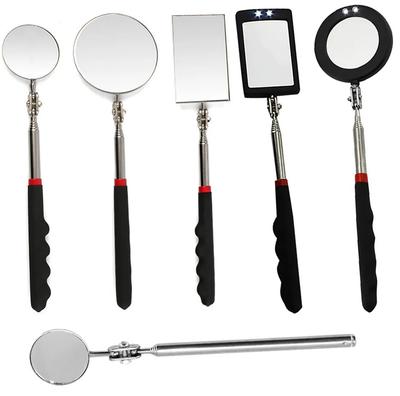 360° Inspection Mirror LED Light Telescoping Mirrors Extend Mechanic Tools Inspection Mirror Telescopic Handle Repairing Tools