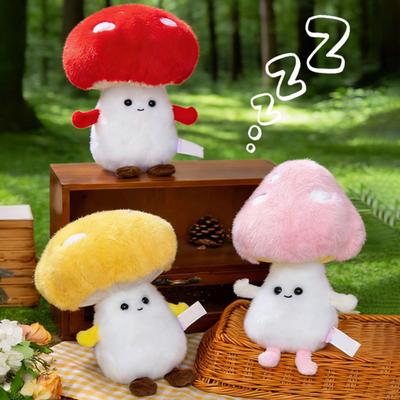 Mushroom Plush Toy Cartoon Stuffed Animal Soft Huggable Pillow Adorable Smiling Cushion for Kids & Collectors