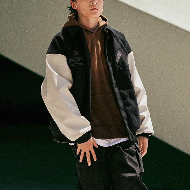 Li-Ning CF Surging Series Player Color Block Letter Print Polo Loose Jacket Unisex Jacket Black AJMT241-1