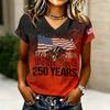 Women's V-Neck Casual Letter Print Short Sleeve T-Shirt, Fashion Graphic Tee Top