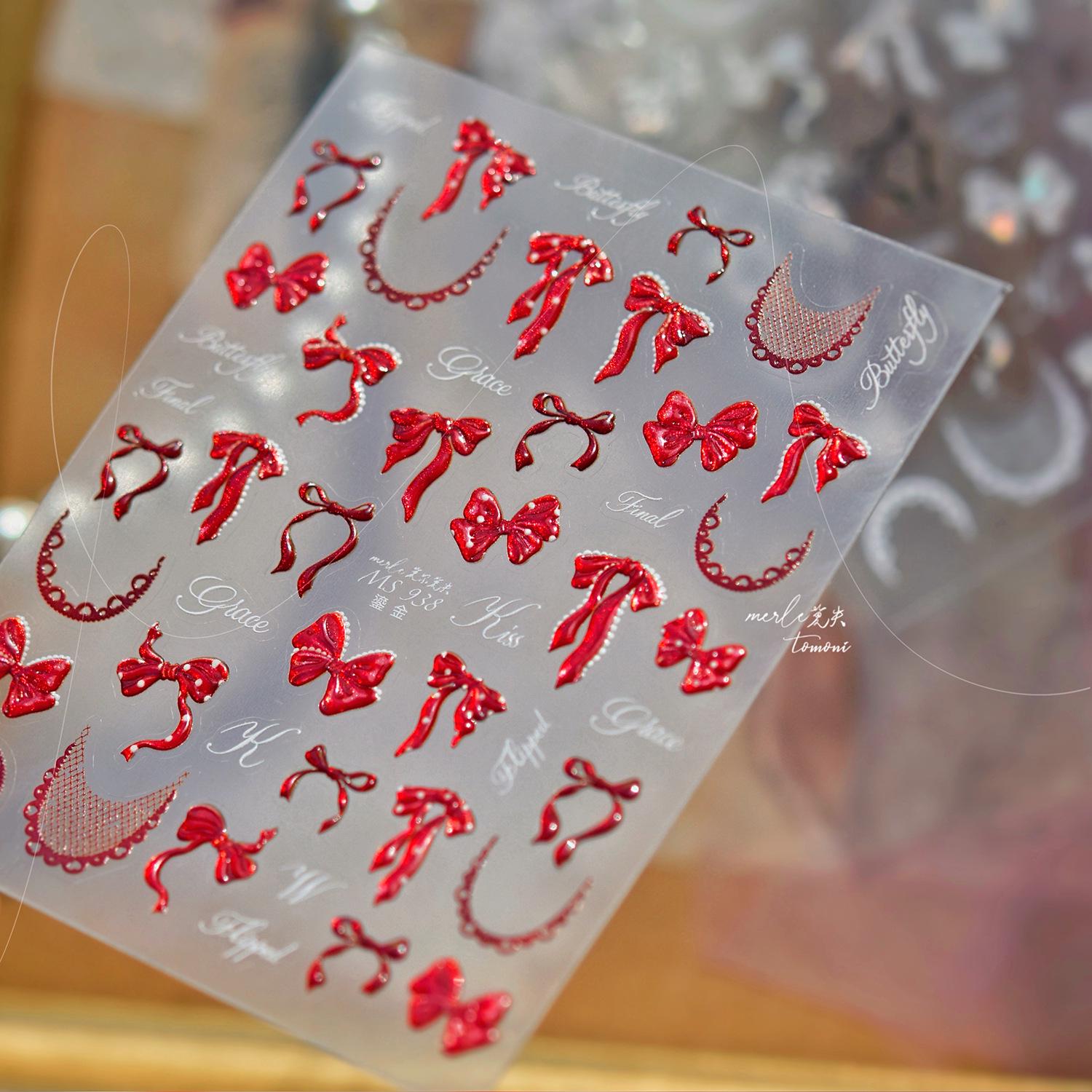 Tomoni & Moshibe Shell Nail Art Stickers - Polka Dot Bow Design